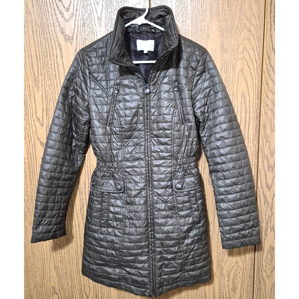 Laundry By Shelli Segal Khaki Brown Zip Up Lightweight Puffer Jacket Sz M